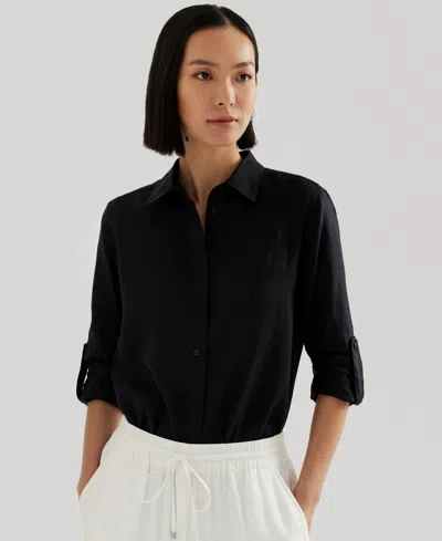 Ralph Lauren Petite 100% Linen Relaxed-fit Shirt