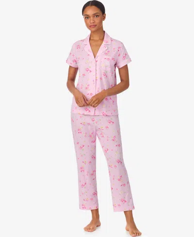 Ralph Lauren Petite 2-piece Short-sleeve Shirt & Cropped Pants Pajama Set In Pink