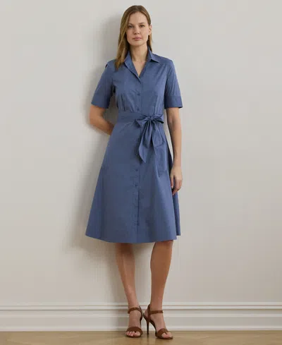Ralph Lauren Petite Belted Cotton-blend Shirtdress