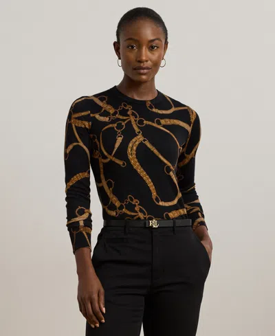 Ralph Lauren Petite Belting-print Cotton-blend Sweater