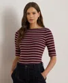 Ralph Lauren Petite Boat Neck Striped T-shirt In Multi