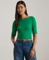 Ralph Lauren Petite Boat Neck T-shirt In Green