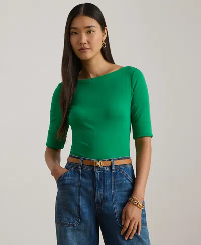 Ralph Lauren Petite Boat Neck T-shirt In Green