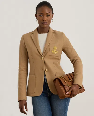 Ralph Lauren Petite Bullion Jacquard Blazer In Brown