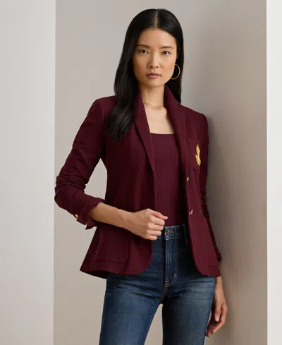 Ralph Lauren Petite Bullion Jacquard Blazer In Burgundy