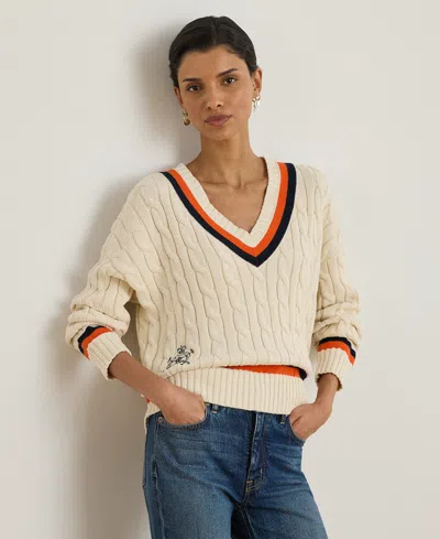Ralph Lauren Petite Cable-knit Cricket Sweater In Neutral