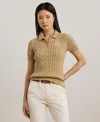 Ralph Lauren Petite Cable-knit Polo Sweater In Brown