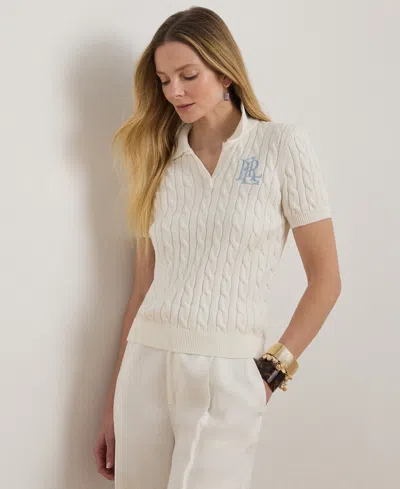 Ralph Lauren Petite Cable-knit Polo Sweater In Multi