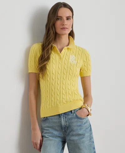 Ralph Lauren Petite Cable-knit Polo Sweater In Multi