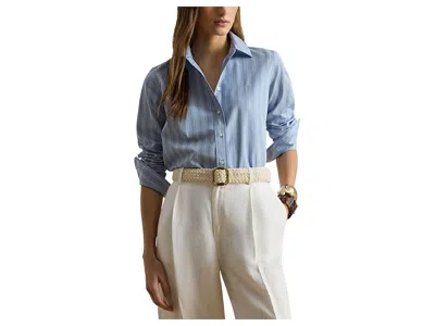 Ralph Lauren Petite Classic Fit Striped Broadcloth Shirt In Multi
