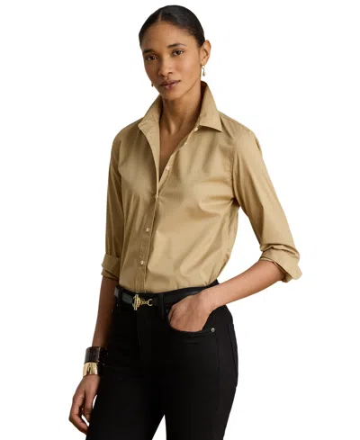 Ralph Lauren Petite Classic-fit Point Collar Shirt In Birch Tan