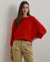 Ralph Lauren Petite Cotton-blend Dolman-sleeve Sweater In Red