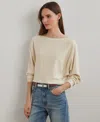 Ralph Lauren Petite Cotton-blend Dolman-sleeve Sweater In Neutral