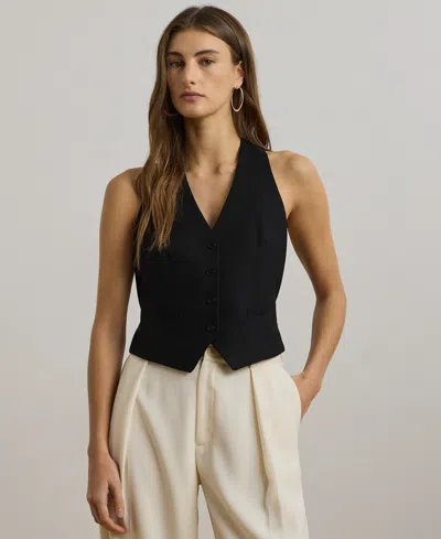 Ralph Lauren Petite Cotton-blend Vest In Black