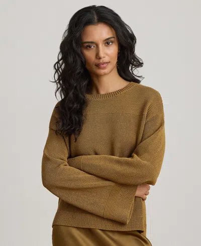 Ralph Lauren Petite Crewneck Drop-shoulder Sweater In Green