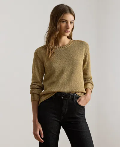 Ralph Lauren Petite Crewneck Sweater In Green