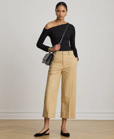 Ralph Lauren Petite Cropped Wide-leg Pants In Brown