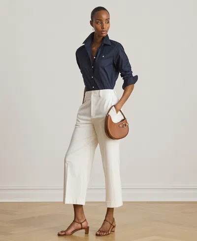 Ralph Lauren Petite Cropped Wide-leg Pants In White