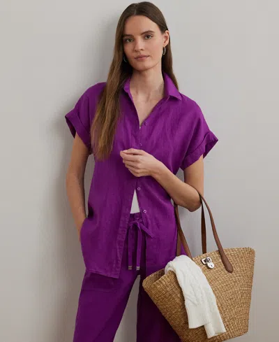 Ralph Lauren Petite Dolman Sleeve Linen Top