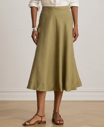 Ralph Lauren Petite Drapey A-line Midi Skirt In Green