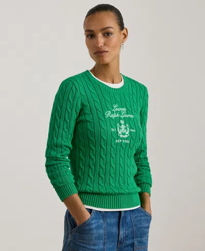 Ralph Lauren Petite Embroidered-crest Crewneck Sweater