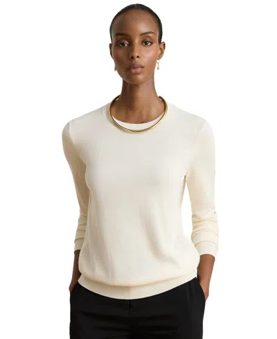 Ralph Lauren Petite Embroidered-logo Cotton-modal Sweater In White