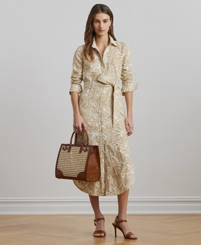 Ralph Lauren Floral Linen Shirtdress In Green