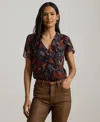 Ralph Lauren Petite Floral Ruffle-trim Georgette Blouse In Multi