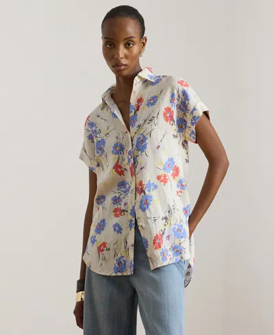 Ralph Lauren Petite Floral Short-sleeve Shirt In Multi