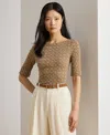 Ralph Lauren Petite Geo-print Stretch Cotton Boatneck Tee In Multi