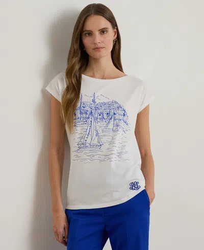 Ralph Lauren Petite Graphic Short-sleeve T-shirt In White