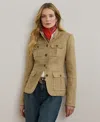 Ralph Lauren Womens Herringbone Linen Jacket 0 14p In Green