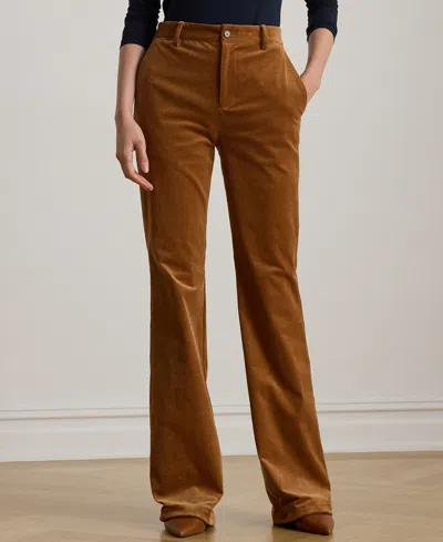 Ralph Lauren Petite High-rise Corduroy Flare Pants In Brown