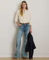Ralph Lauren Womens High Rise Wide Leg Jeans 0p 18 In Blue