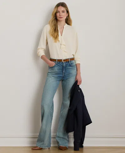 Ralph Lauren Petite High-rise Wide-leg Jeans In Blue
