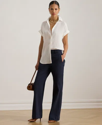 Ralph Lauren Petite High-rise Flare Chino Pants In Blue