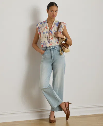 Ralph Lauren Petite High-rise Relaxed Straight Ankle Jeans In Multi