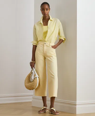 Ralph Lauren Petite High-rise Wide-leg Cropped Jeans In Yellow