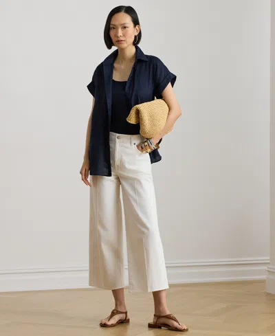 Ralph Lauren Petite High-rise Wide-leg Cropped Jeans In White