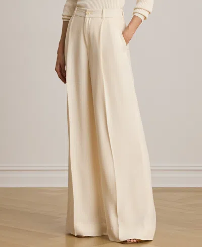 Ralph Lauren Petite High-rise Wide-leg Dress Pants In Neutral