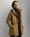 Ralph Lauren Petite Hooded Quilted Anorak Coat In Brown