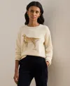 Ralph Lauren Petite Intarsia-knit Crewneck Sweater In White