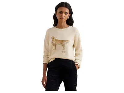 Ralph Lauren Petite Intarsia-knit Golden Retriever Sweater In Neutral