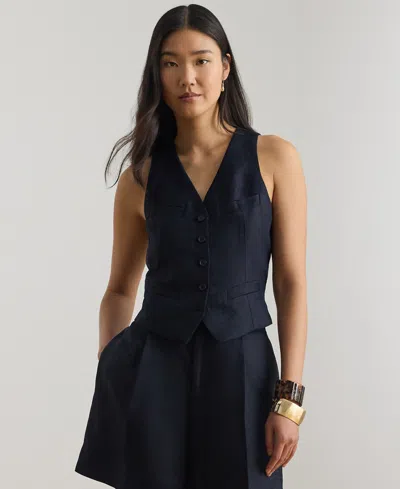 Ralph Lauren Petite Jalan V-neck Vest In Blue