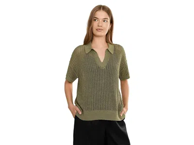 Ralph Lauren Petite Mesh Short-sleeve Sweater In Green