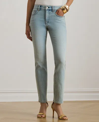 Ralph Lauren Petite Mid-rise Straight Ankle Jeans In Blue