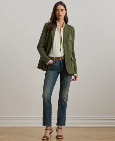 Ralph Lauren Petite Mid-rise Straight Ankle Jeans In Blue