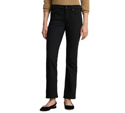 Ralph Lauren Petite Mid-rise Straight Cut Jeans In Black