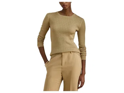 Ralph Lauren Petite Mini-cable Crewneck Sweater In Brown