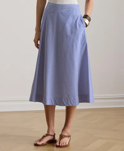 Ralph Lauren Petite Noldin Striped Paneled Broadcloth Skirt In Multi